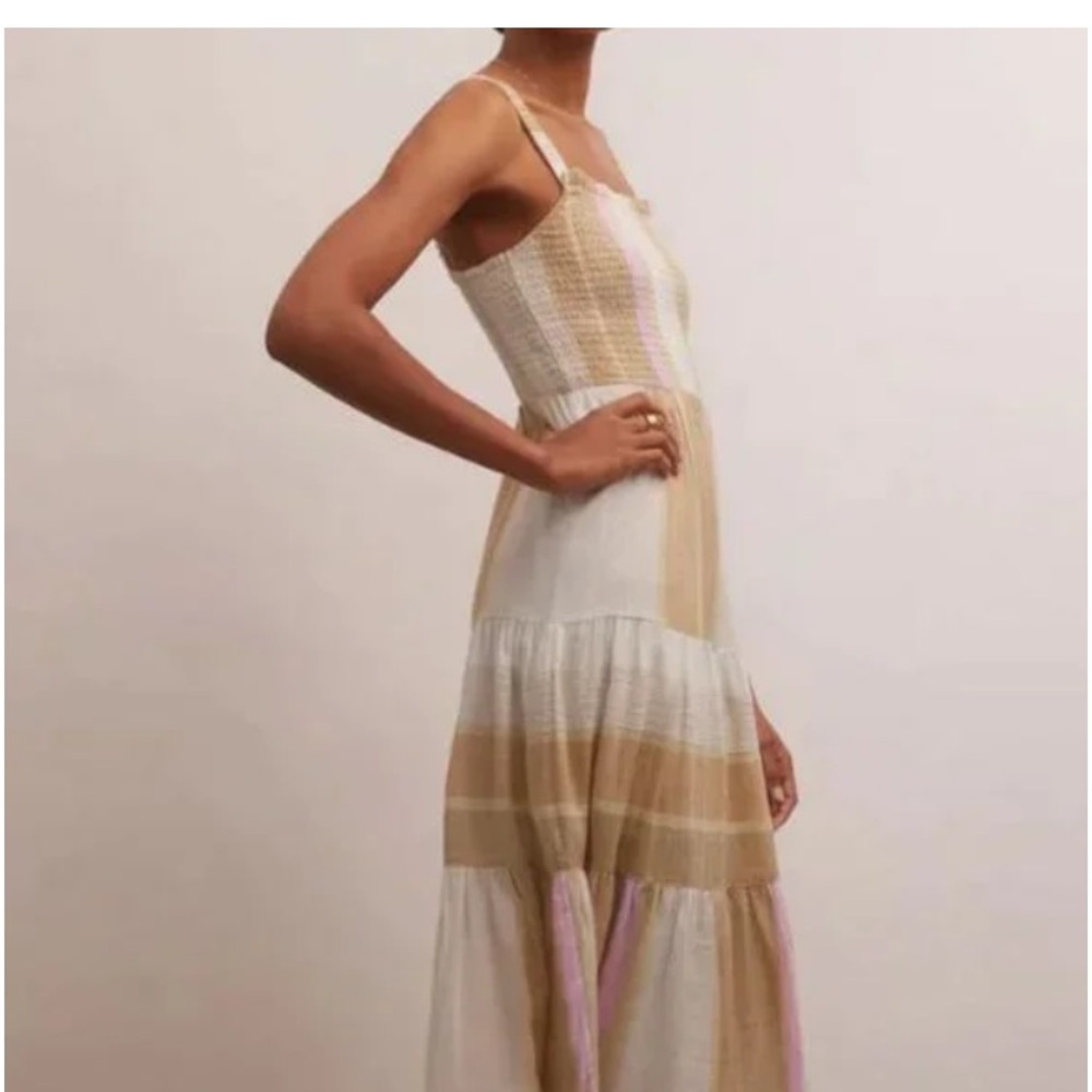 Z Supply Smocked Kyara Tiered Striped Midi Dress Size Medium